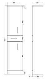 Balterley Slimline Floor Standing Bathroom Tall Unit Gloss White 350mm - thumbnail 2