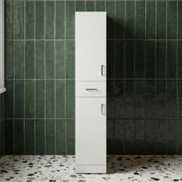 Balterley Slimline Floor Standing Bathroom Tall Unit Gloss White 350mm - thumbnail 8