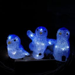 Samuel Alexander 23cm Set of 3 Light up Acrylic Christmas Penguins with 30 Ice White LEDs - thumbnail 2