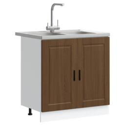 "Berkfield Home Sink Base Cabinet¬†""Porto"" with Sink Brown Oak 80x46x84, 5 cm¬†Engineered Wood" - thumbnail 3