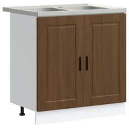"Berkfield Home Sink Base Cabinet¬†""Porto"" with Sink Brown Oak 80x46x84, 5 cm¬†Engineered Wood" - thumbnail 2
