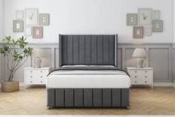 "Sloomy Melbourne Coniston Divan Set 2 Drawers-54"" Wingback-Footboard in Dark Grey - Size: King" - thumbnail 2