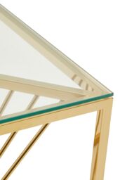 Orsina End Table with Gold Finish Frame, Modern Side Table with Glass Top, Staircase Design End Table for Home - thumbnail 5