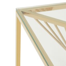 Orsina End Table with Gold Finish Frame, Modern Side Table with Glass Top, Staircase Design End Table for Home - thumbnail 4