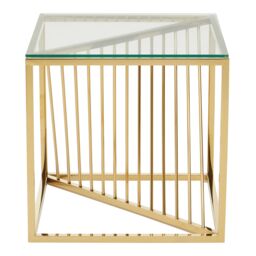Orsina End Table with Gold Finish Frame, Modern Side Table with Glass Top, Staircase Design End Table for Home - thumbnail 3