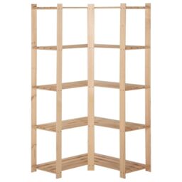 Berkfield Home 5-Tier Storage Corner Rack 82.5x82.5x170 cm Solid Pinewood in Brown - thumbnail 2