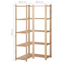 Berkfield Home 5-Tier Storage Corner Rack 82.5x82.5x170 cm Solid Pinewood in Brown - thumbnail 7