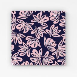 "Warren Reed - Designer Pink Navy Floral Botanical Pattern Canvas - Size: W30"" x H30""" - thumbnail 1