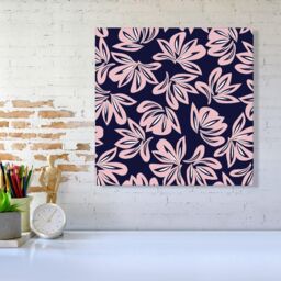 "Warren Reed - Designer Pink Navy Floral Botanical Pattern Canvas - Size: W30"" x H30""" - thumbnail 2