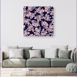 "Warren Reed - Designer Pink Navy Floral Botanical Pattern Canvas - Size: W30"" x H30""" - thumbnail 4