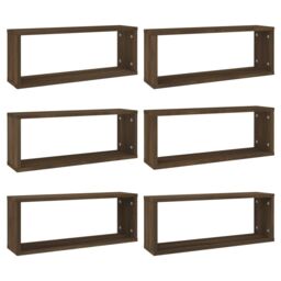 Berkfield Home Wall Cube Shelves 6 pcs Brown Oak 60x15x23 cm Engineered Wood - Size: 60 x 15 x 23 cm - thumbnail 2
