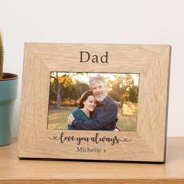 Uniqueful Personalised Love You Always Wood Picture Frame 7 x 5 for Dad in Brown - image 1