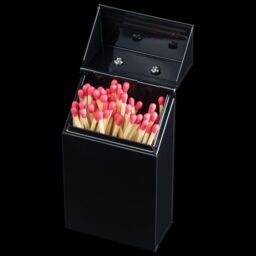 Valiant Fireside Firelighter Pellet & Match Storage Organiser Box Set - Metal Gloss Lacquer Finish in Black - thumbnail 3