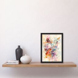 "Artery8 Colourful Watercolour Electric Guitar Musician Framed Art Print - Size: W12"" x H16""" - thumbnail 4