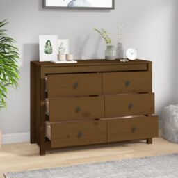 Berkfield Home Side Cabinet Honey Brown 100x40x72 cm Solid Wood Pine - Size: 100 x 40 x 72 cm - thumbnail 6