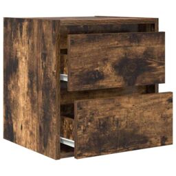 Berkfield Home Wall-mounted Bedside Cabinet Smoked Oak 38x34x40 cm in Brown - Size: 38 x 34 x 40 cm - thumbnail 5