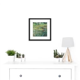 Artery8 Monet Le Bassin Des Nympheas Painting 8X8 Inch Square Wooden Framed Wall Art Print Picture with Mount in Black - thumbnail 2