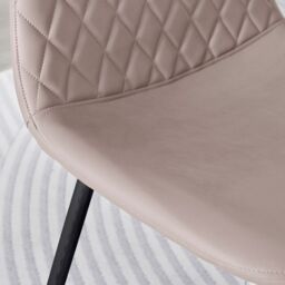 FurnitureboxUK 2x Corona Black Leg Faux Leather Dining Chair in Beige - thumbnail 4