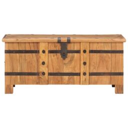 Berkfield Home Chest 90x40x40 cm Solid Acacia Wood in Brown - Size: 90 x 40 x 40 cm - thumbnail 3