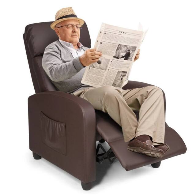 Kelvenix Recliner Chair Single Reclining Sofa in Brown - Size: 0.6m2 - image 1