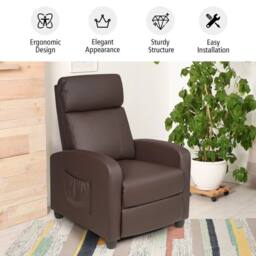 Kelvenix Recliner Chair Single Reclining Sofa in Brown - Size: 0.6m2 - thumbnail 3