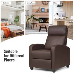 Kelvenix Recliner Chair Single Reclining Sofa in Brown - Size: 0.6m2 - thumbnail 4