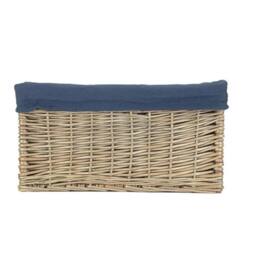 Red Hamper Antique Wash Navy Cotton Lined Willow Storage Baskets in Blue - Size: Medium - thumbnail 3