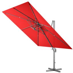 Costway 10FT Patio Cantilever Umbrella Aluminum Outdoor Hanging Square Umbrella Offset Market Umbrella in Red - thumbnail 1