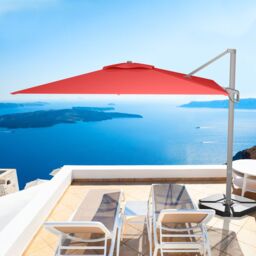 Costway 10FT Patio Cantilever Umbrella Aluminum Outdoor Hanging Square Umbrella Offset Market Umbrella in Red - thumbnail 3