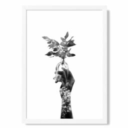 ARTZE Abstract Hand & Forest Fashion Black & White Photo Framed Print SIZE: A2 with White Frame - Size: A4 - thumbnail 1