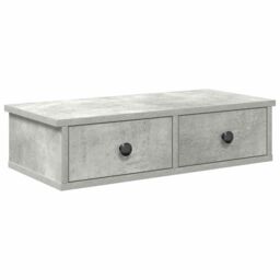 Berkfield Home Wall Shelf with Drawers Concrete Grey 60x25x15 cm Engineered Wood - Size: 60 x 25 x 15 cm - thumbnail 2