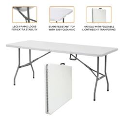 Havendro 5ft Folding Trestle Table for Camping, Picnic, Indoor Outdoor in White - Size: 100 cm x 15 cm - thumbnail 4