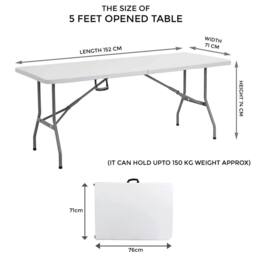 Havendro 5ft Folding Trestle Table for Camping, Picnic, Indoor Outdoor in White - Size: 100 cm x 15 cm - thumbnail 2