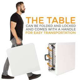 Havendro 5ft Folding Trestle Table for Camping, Picnic, Indoor Outdoor in White - Size: 100 cm x 15 cm - thumbnail 5
