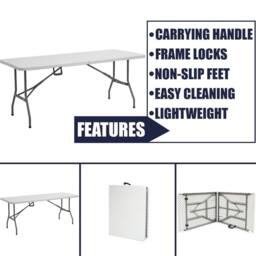 Havendro 5ft Folding Trestle Table for Camping, Picnic, Indoor Outdoor in White - Size: 100 cm x 15 cm - thumbnail 3
