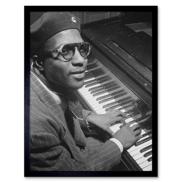 "Artery8 Old Jazz Legend Thelonious Monk Guy Home Decor 12x16"" Framed Art Print in Grey - Size: W12"" x H16""" - image 1