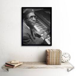 "Artery8 Old Jazz Legend Thelonious Monk Guy Home Decor 12x16"" Framed Art Print in Grey - Size: W12"" x H16""" - thumbnail 2
