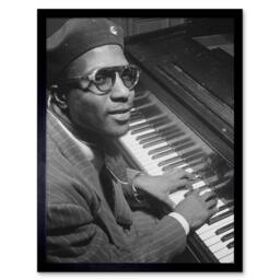 "Artery8 Old Jazz Legend Thelonious Monk Guy Home Decor 12x16"" Framed Art Print in Grey - Size: W12"" x H16""" - thumbnail 1