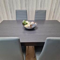 KOSY KOALA Dining Table & 4 Chairs Modern Dining Table Set With 4 Grey Chairs Dining Room Furniture in Brown - thumbnail 8