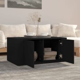 Berkfield Home Coffee Table Black 80x50x36 cm Engineered Wood - Size: 80 x 50 x 36 cm - thumbnail 3