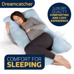 Dreamcatcher Women's Blue Pregnancy Pillow, U Shaped Shredded Memory Foam Maternity Pillow Machine Washable & Removable Velvet Cover - thumbnail 3