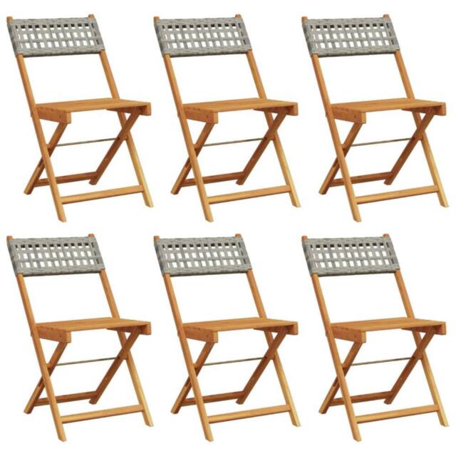Berkfield Home Folding Garden Chairs 6 pcs Grey Poly Rattan & Solid Wood - image 1
