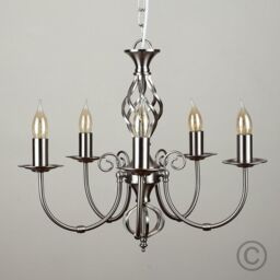 ValueLights Memphis 5 Way Brushed Chrome Ceiling Light Chandelier in Metallic Silver - thumbnail 2