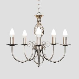 ValueLights Memphis 5 Way Brushed Chrome Ceiling Light Chandelier in Metallic Silver - thumbnail 4
