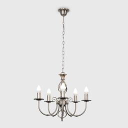 ValueLights Memphis 5 Way Brushed Chrome Ceiling Light Chandelier in Metallic Silver - thumbnail 3