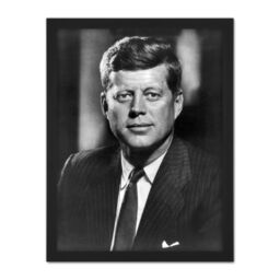 "Artery8 Wall Art Print President John F Kennedy USA Portrait Photo Large Framed Wall Décor Art in White - Size: W18"" x H24""" - thumbnail 1