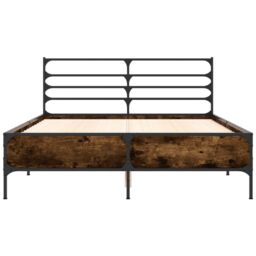 Berkfield Home Bed Frame without Mattress Smoked Oak 140x200 cm in Brown - thumbnail 4