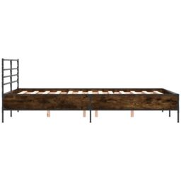 Berkfield Home Bed Frame without Mattress Smoked Oak 140x200 cm in Brown - thumbnail 5
