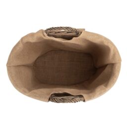 Red Hamper Wicker Hessian Lined Oval Log & Storage Basket in Brown - thumbnail 2