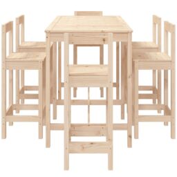 Berkfield Home 7 Piece Garden Bar Set Solid Wood Pine in Brown - thumbnail 5